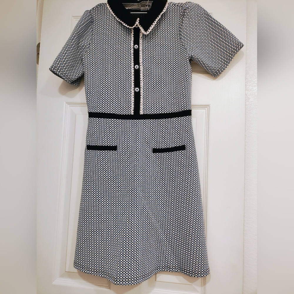 Modcloth Blue, White, and Black Checkered Mini Dress